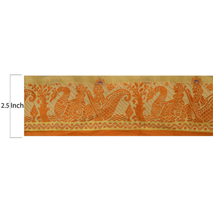 Sanskriti Vintage 1 YD Sari Border Woven Baluchari Craft Trim Sewing Cream  Lace