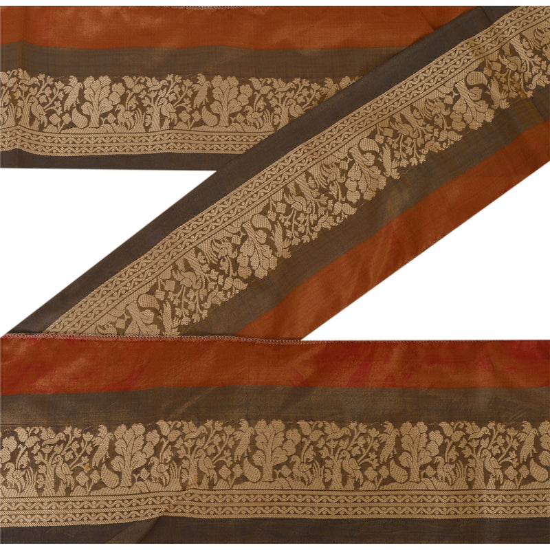 Sanskriti Vintage 1 Yd Sari Border Woven Craft Trim Sewing Brown Decor Lace