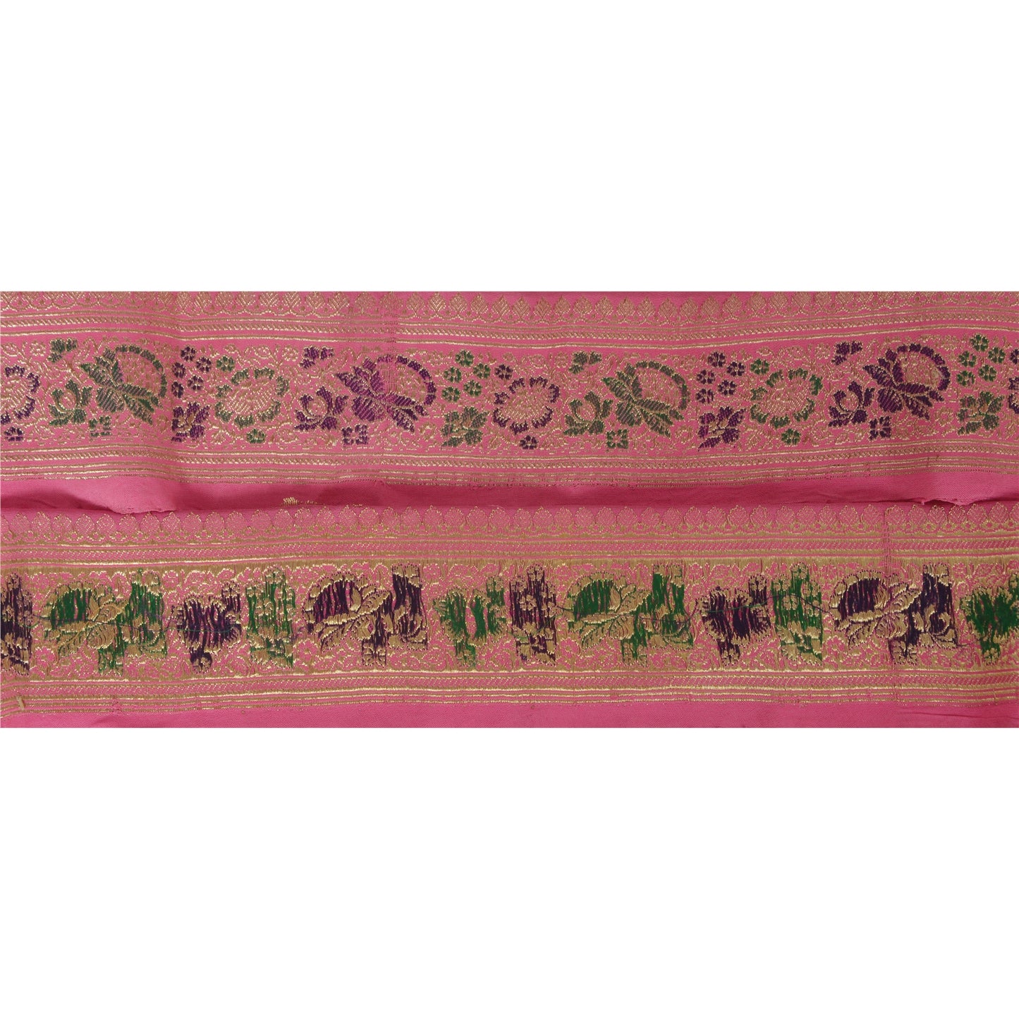Sanskriti Vintage 1 YD Trim Sari Border Woven Brocade Craft Sewing TrimPink Lace