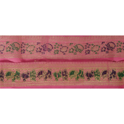 Sanskriti Vintage 1 YD Trim Sari Border Woven Brocade Craft Sewing TrimPink Lace
