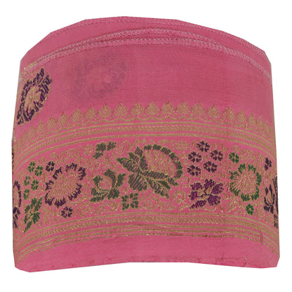 Sanskriti Vintage 1 YD Trim Sari Border Woven Brocade Craft Sewing TrimPink Lace