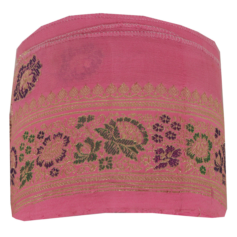 Sanskriti Vintage Sarees 1 Yd Trim Sari Border Pink Brocade Zari Woven Craft Sewing Saree Trim 2W Lace Pure Silk Ribbon upholstery fabric