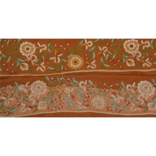 Sanskriti Vintage 1 YD Sari Border Embroidered Sewing Craft Orange Trim Lace