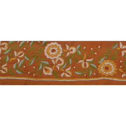 Sanskriti Vintage 1 YD Sari Border Embroidered Sewing Craft Orange Trim Lace
