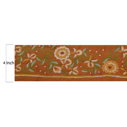 Sanskriti Vintage 1 YD Sari Border Embroidered Sewing Craft Orange Trim Lace