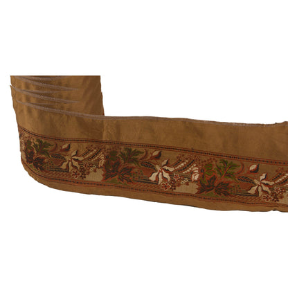 Sanskriti Vintage 1 YD Sari Border Woven Brocade Trim Sewing Brown Lace