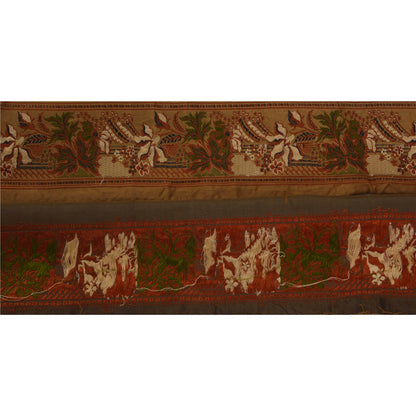 Sanskriti Vintage 1 YD Sari Border Woven Brocade Trim Sewing Brown Lace
