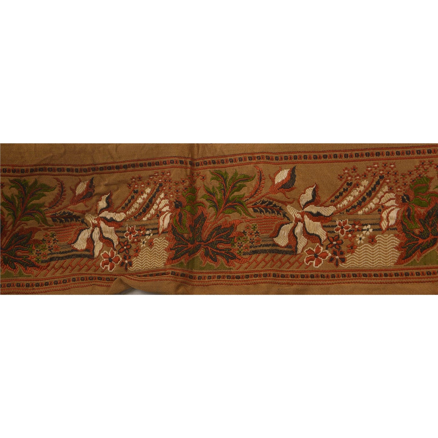 Sanskriti Vintage 1 YD Sari Border Woven Brocade Trim Sewing Brown Lace