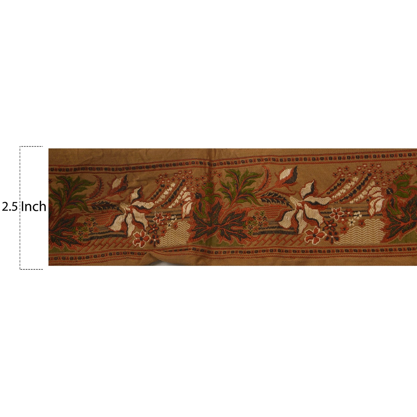 Sanskriti Vintage 1 YD Sari Border Woven Brocade Trim Sewing Brown Lace