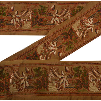 Sanskriti Vintage 1 YD Sari Border Woven Brocade Trim Sewing Brown Lace