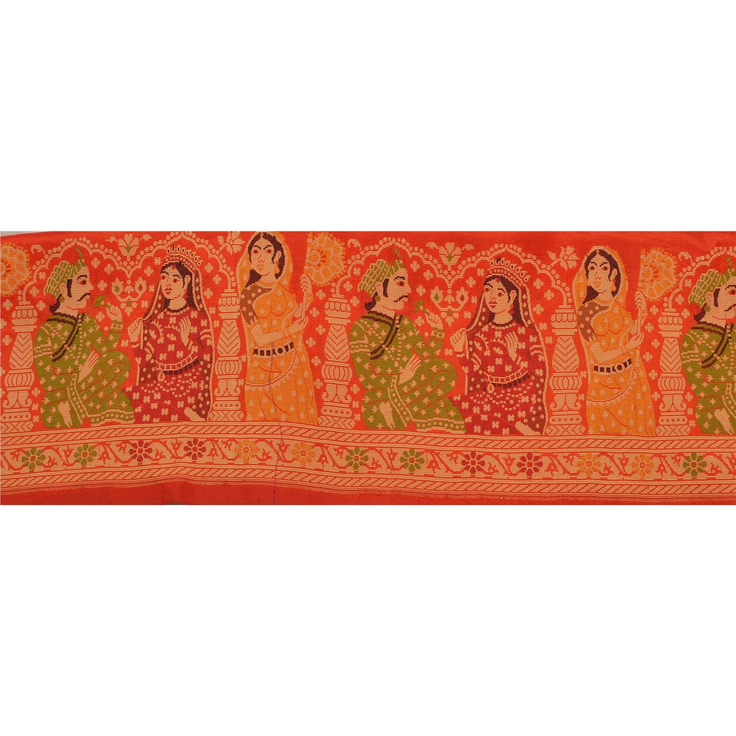 Sanskriti Vintage 1 Yd Sari Border Antique Woven Sewing Red Craft Pure Silk Lace