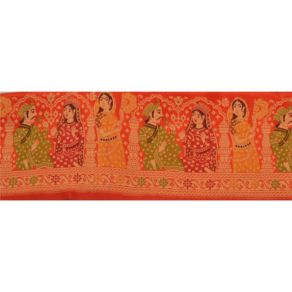 Sanskriti Vintage 1 Yd Sari Border Antique Woven Sewing Red Craft Pure Silk Lace