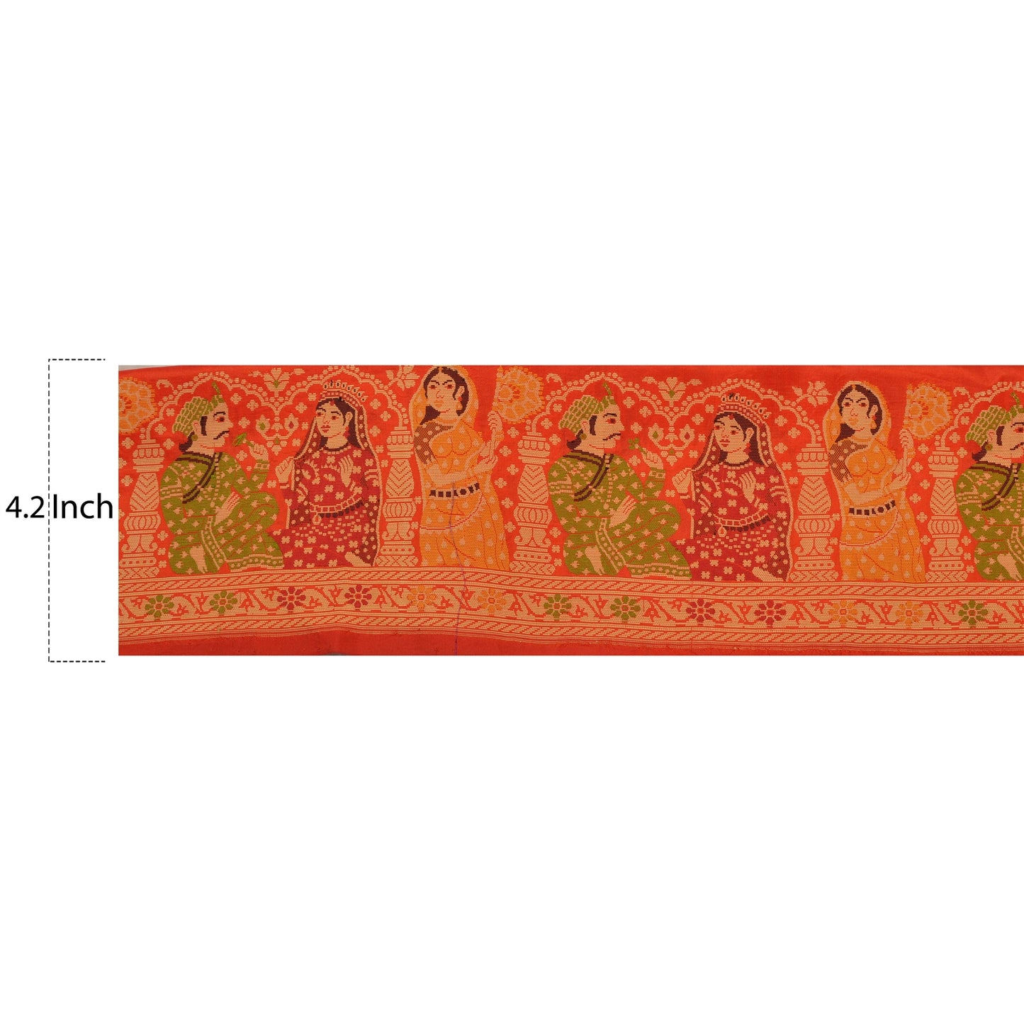 Sanskriti Vintage 1 Yd Sari Border Antique Woven Sewing Red Craft Pure Silk Lace