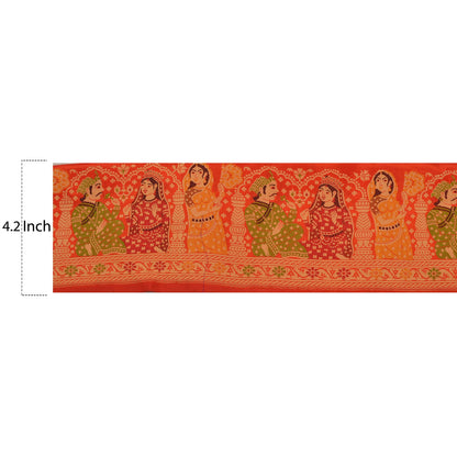 Sanskriti Vintage 1 Yd Sari Border Antique Woven Sewing Red Craft Pure Silk Lace