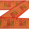 Sanskriti Vintage 1 Yd Sari Border Antique Woven Sewing Red Craft Pure Silk Lace