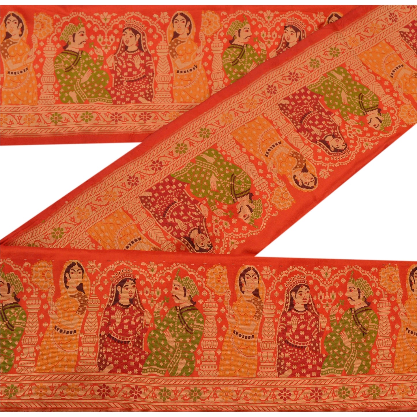 Sanskriti Vintage 1 Yd Sari Border Antique Woven Sewing Red Craft Pure Silk Lace