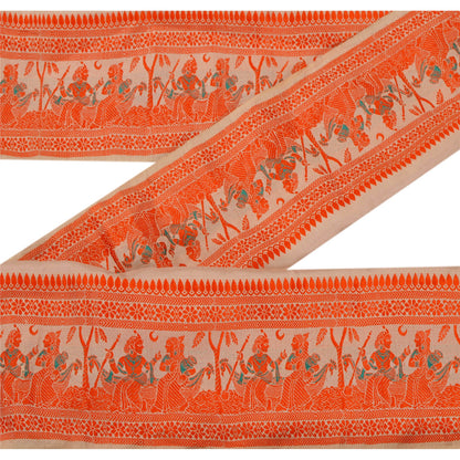Sanskriti Vintage 1 YD Sari Border Antique Woven Baluchari Trim Sewing 4W Lace