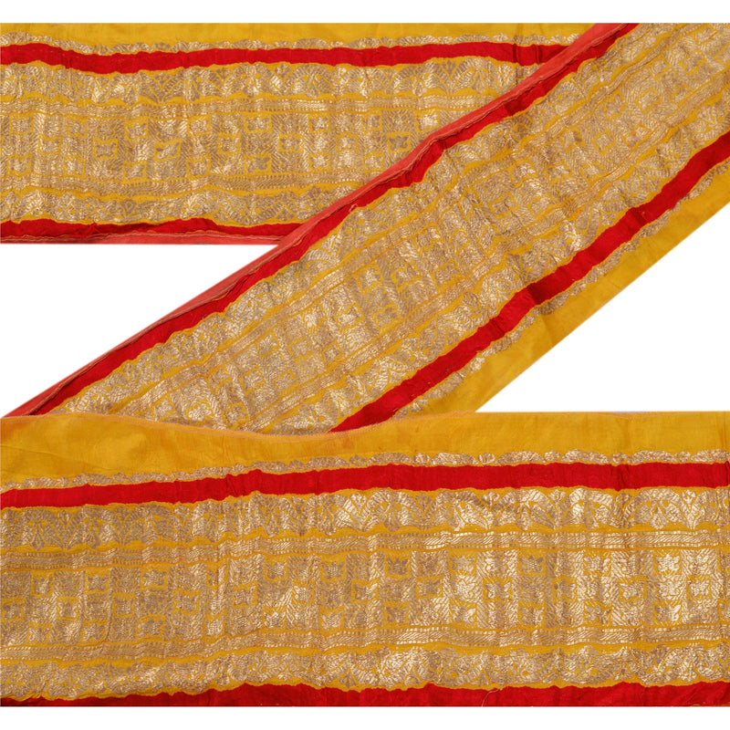 Sanskriti Vintage 1 YD Trim Sari Border 4,5W Brokade Håndværk Syning Gul Blonde