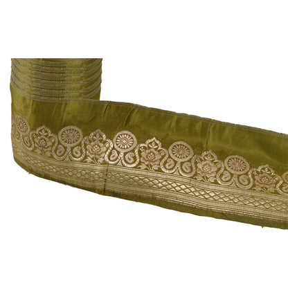 Sanskriti Vintage 1 YD Trim Sari Border Antique Woven Brocade Craft Green Lace