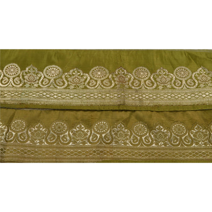 Sanskriti Vintage 1 YD Trim Sari Border Antique Woven Brocade Craft Green Lace