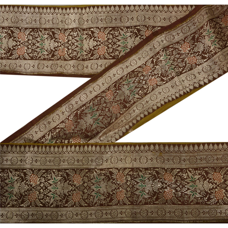 Sanskriti Vintage 1 Yd Trim Sari Border Indian Woven Brocade Craft Sewing Lace