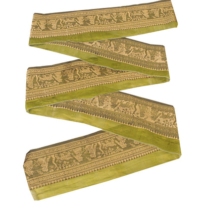 Sanskriti Vintage 1 YD Sari Border Craft Woven Baluchari Trim Green 4.2W Lace