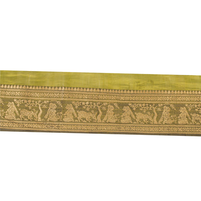Sanskriti Vintage 1 YD Sari Border Craft Woven Baluchari Trim Green 4.2W Lace