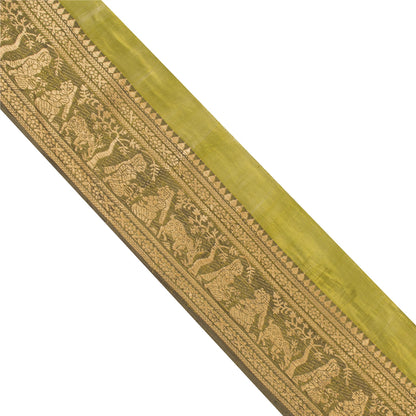 Sanskriti Vintage 1 YD Sari Border Craft Woven Baluchari Trim Green 4.2W Lace
