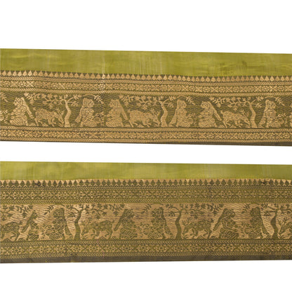 Sanskriti Vintage 1 YD Sari Border Craft Woven Baluchari Trim Green 4.2W Lace