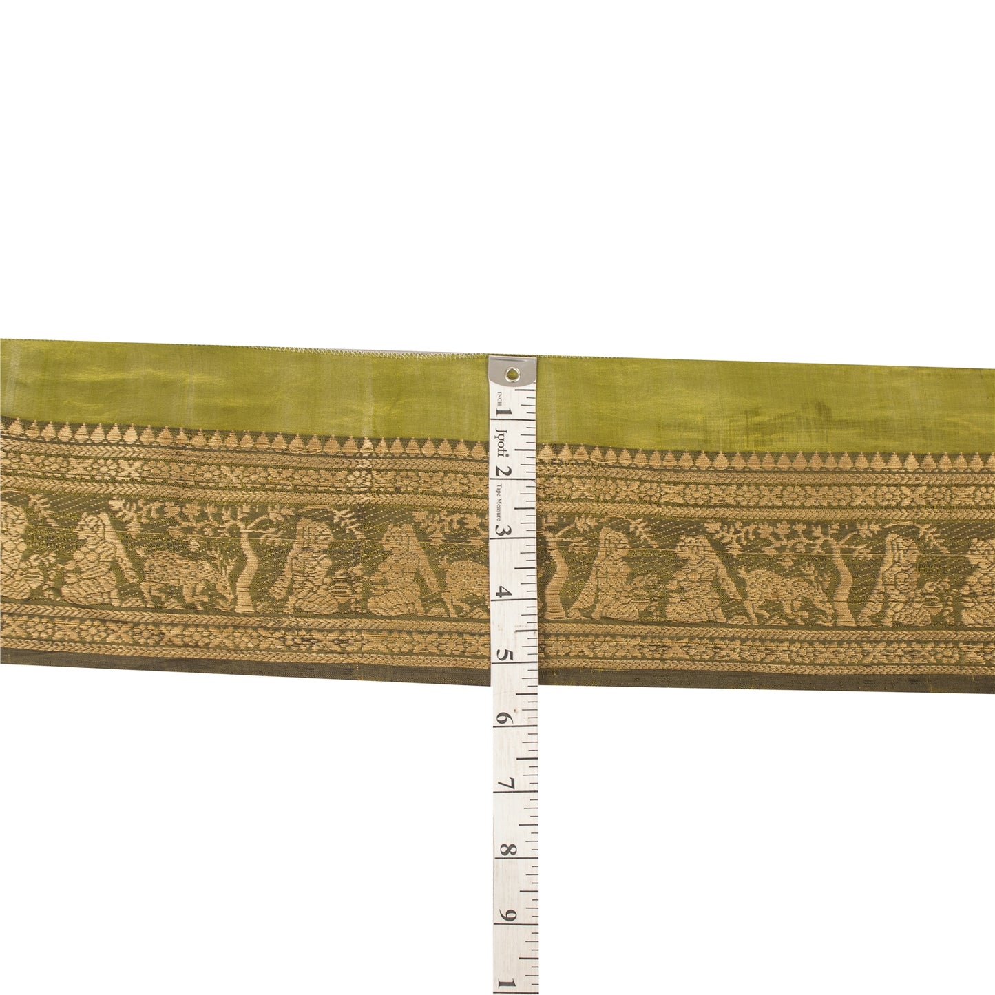 Sanskriti Vintage 1 YD Sari Border Craft Woven Baluchari Trim Green 4.2W Lace