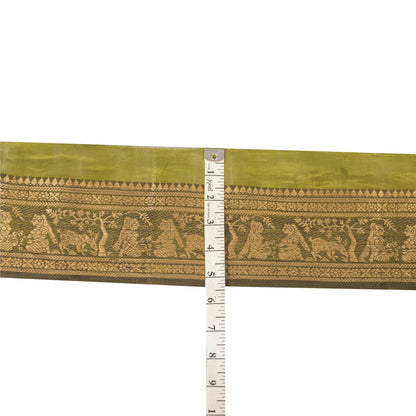 Sanskriti Vintage 1 YD Sari Border Craft Woven Baluchari Trim Green 4.2W Lace