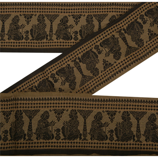 Sanskriti Vintage 1YD Sari Border 5W Baluchari WovenTrim Sewing Green Craft Lace