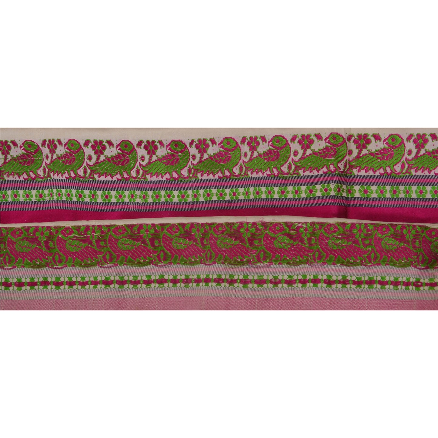 Sanskriti Vintage Cream Sari Border Hand Beaded 1 YD Craft Trim Sewing Lace