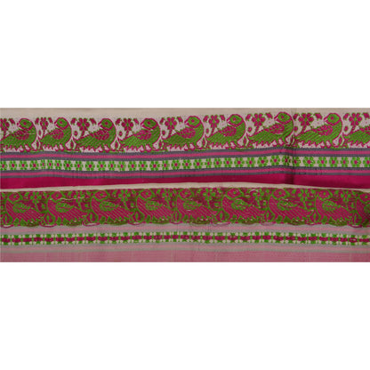 Sanskriti Vintage Cream Sari Border Hand Beaded 1 YD Craft Trim Sewing Lace