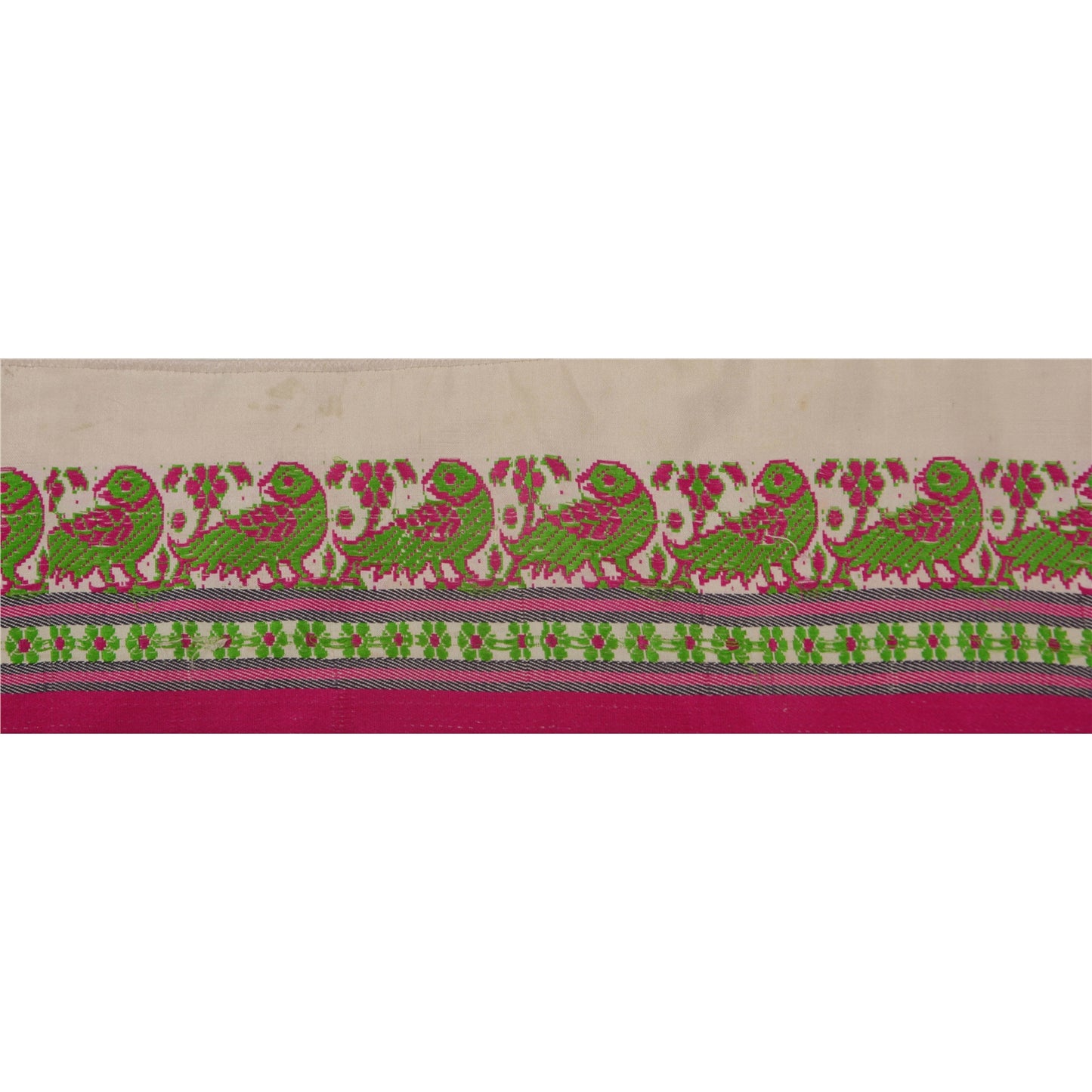 Sanskriti Vintage Cream Sari Border Hand Beaded 1 YD Craft Trim Sewing Lace