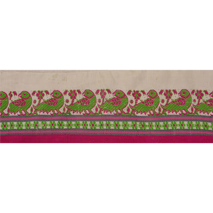 Sanskriti Vintage Cream Sari Border Hand Beaded 1 YD Craft Trim Sewing Lace