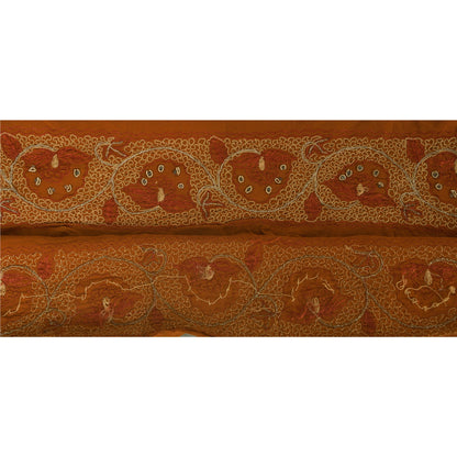 Sanskriti Vintage Orange Sari Indian Border Hand Beaded Zari 1YD Craft Trim Lace