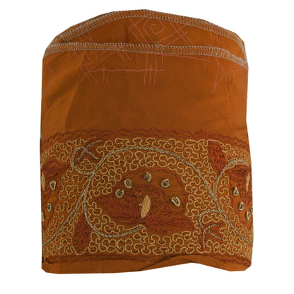Sanskriti Vintage Orange Sari Indian Border Hand Beaded Zari 1YD Craft Trim Lace