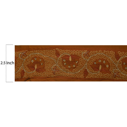 Sanskriti Vintage Orange Sari Indian Border Hand Beaded Zari 1YD Craft Trim Lace