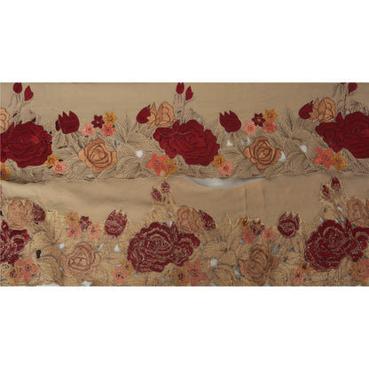 Санскрити Винтаж 1 ярд сари кайма антикварная вышитая шитье бледно-кремовое кружево