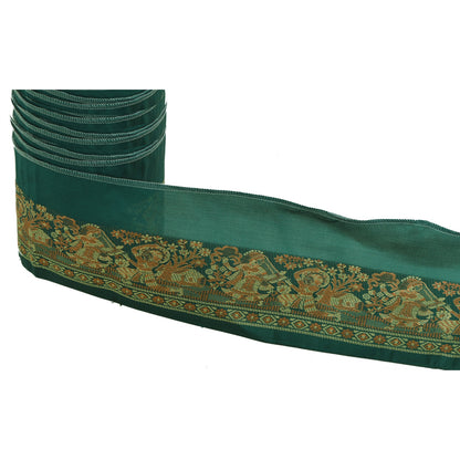 Sanskriti Vintage 1 YD Sari Border Baluchari Trim Sewing Green Craft Lace