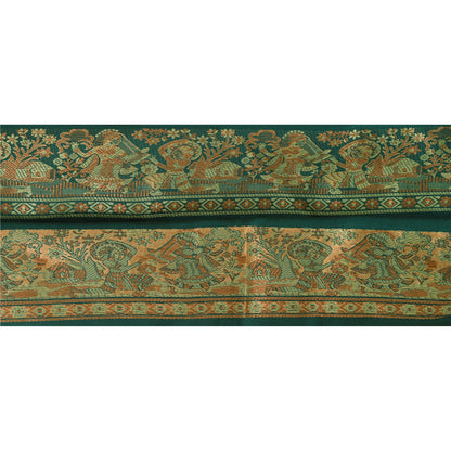 Sanskriti Vintage 1 YD Sari Border Baluchari Trim Sewing Green Craft Lace