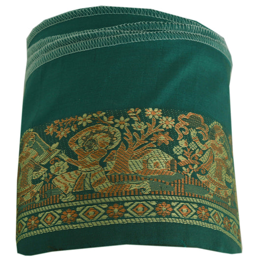 Sanskriti Vintage 1 YD Sari Border Baluchari Trim Sewing Green Craft Lace