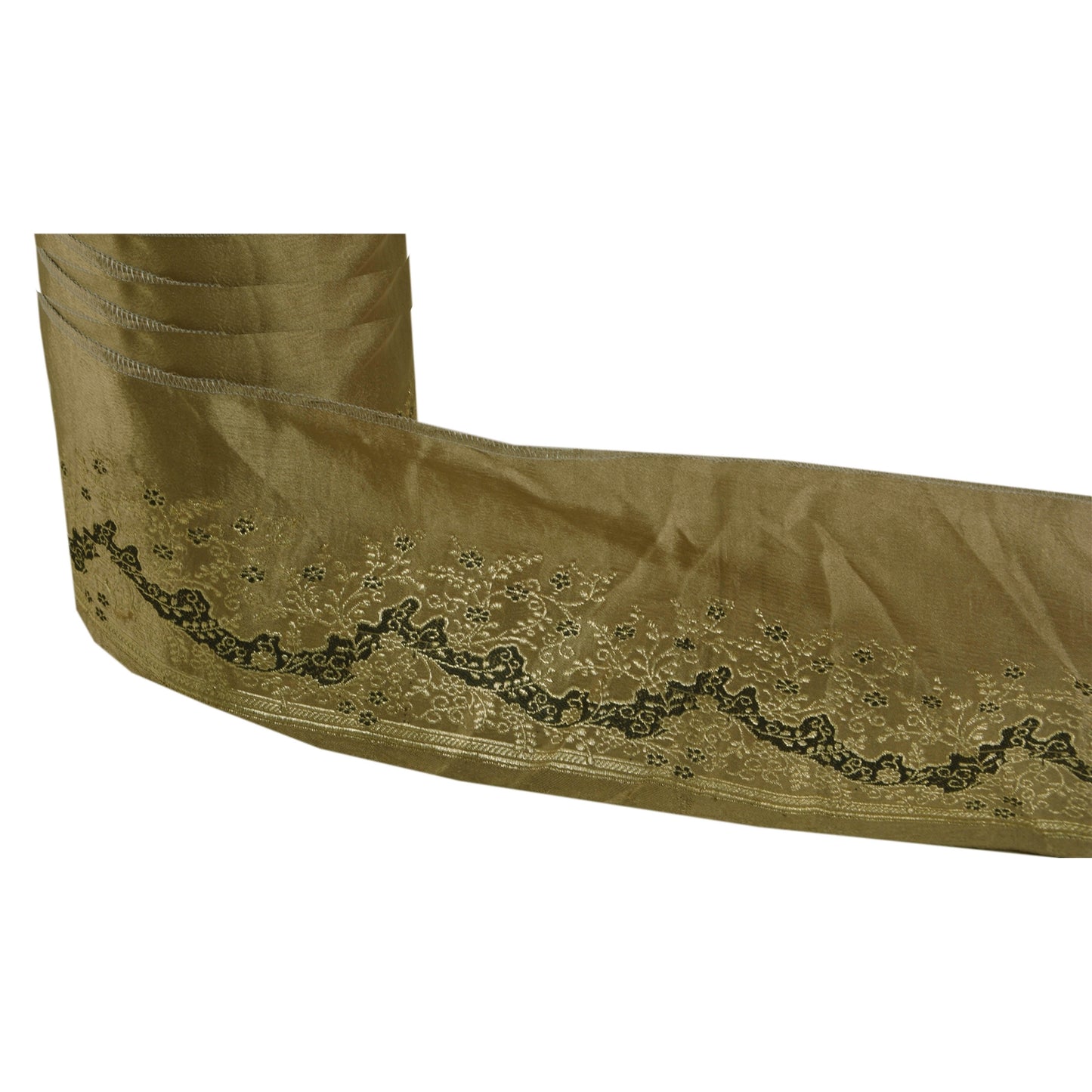 Sanskriti Vintage 1 Yard Trim Sari Border Woven Brocade Craft Sewing Green Lace