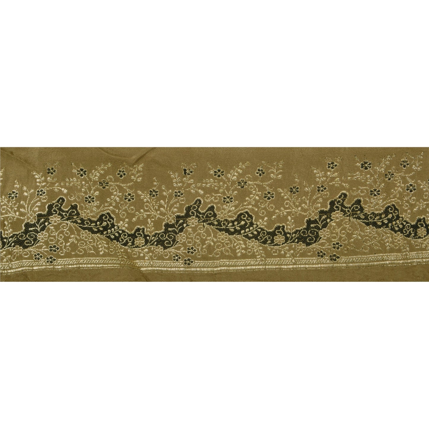 Sanskriti Vintage 1 Yard Trim Sari Border Woven Brocade Craft Sewing Green Lace