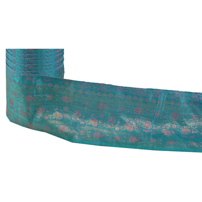 Sanskriti Vintage 1 YD Trim Sari Border Antique Woven Brocade Blue Sewing Lace