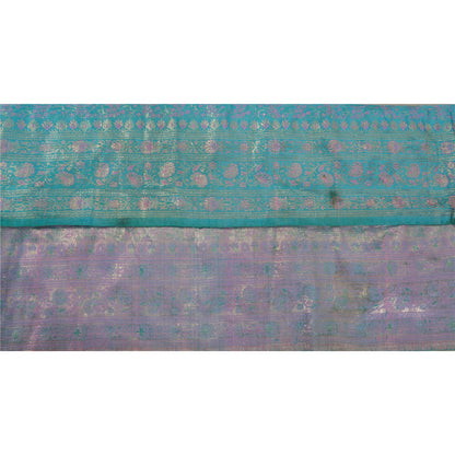 Sanskriti Vintage 1 YD Trim Sari Border Antique Woven Brocade Blue Sewing Lace