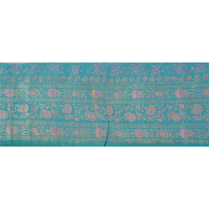 Sanskriti Vintage 1 YD Trim Sari Border Antique Woven Brocade Blue Sewing Lace