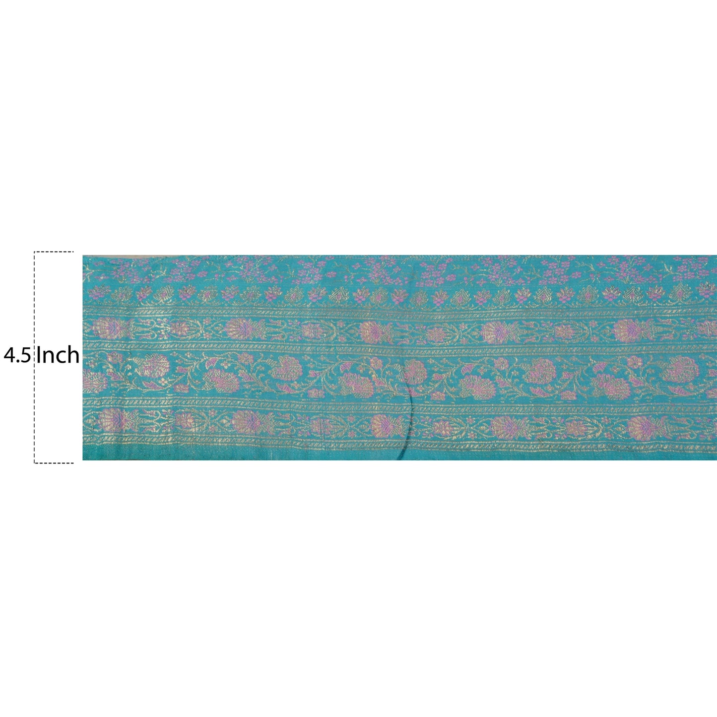 Sanskriti Vintage 1 YD Trim Sari Border Antique Woven Brocade Blue Sewing Lace