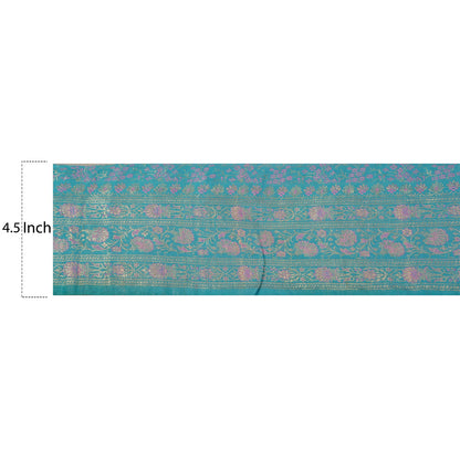 Sanskriti Vintage 1 YD Trim Sari Border Antique Woven Brocade Blue Sewing Lace